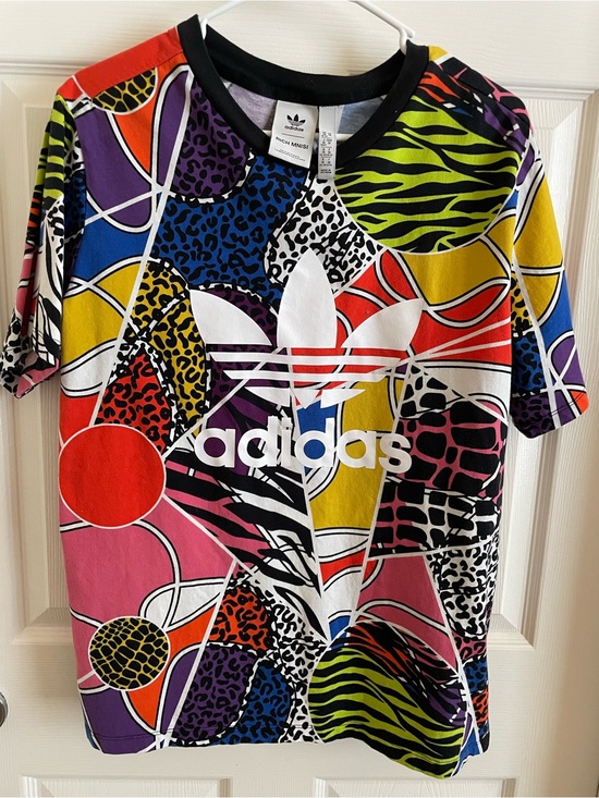 adidas Tops - adidas Black Multicolor Graphic Trefoil Tee